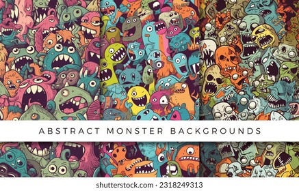 Illustrations of abstract monster background patterns
