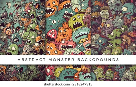 Illustrations of abstract monster background patterns