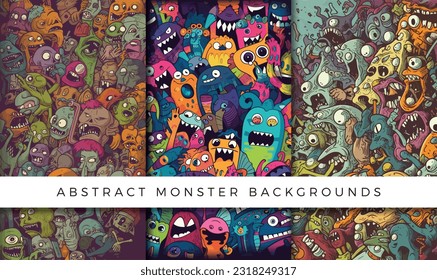 Illustrations of abstract monster background patterns
