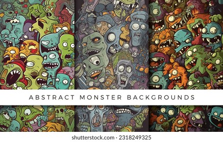 Illustrations of abstract monster background patterns