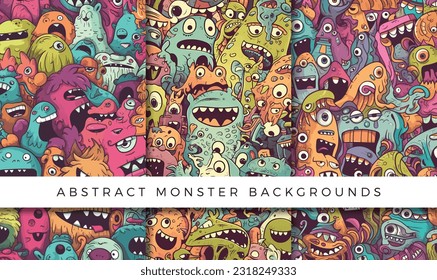 Illustrations of abstract monster background patterns