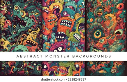 Illustrations of abstract monster background patterns