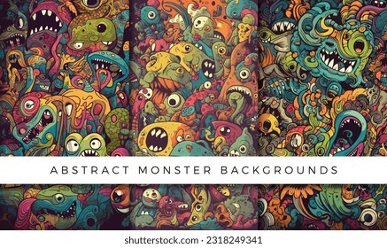 Illustrations of abstract monster background patterns