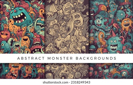 Illustrations of abstract monster background patterns