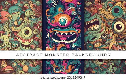 Illustrations of abstract monster background patterns