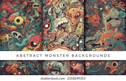 Illustrations of abstract monster background patterns