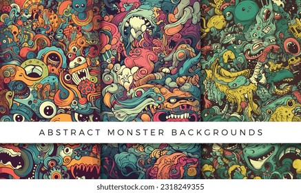 Illustrations of abstract monster background patterns