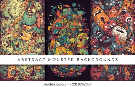 Illustrations of abstract monster background patterns