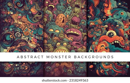 Illustrations of abstract monster background patterns