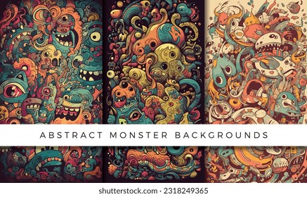 Illustrations of abstract monster background patterns