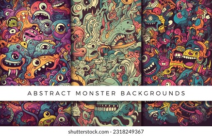 Illustrations of abstract monster background patterns