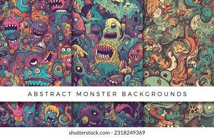 Illustrations of abstract monster background patterns