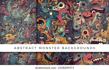Illustrations of abstract monster background patterns