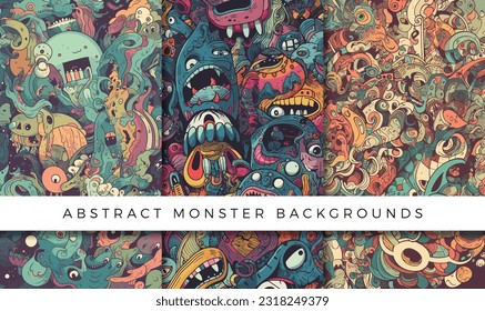 Illustrations of abstract monster background patterns