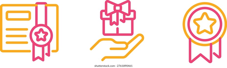 Illustrations of achievement, gift giving, and recognition awards