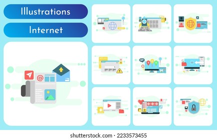 ilustraciones de todas las cosas sobre internet y medios de comunicación