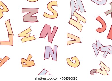 Illustrations of alphabets letters. Good for web page, wallpaper, graphic design, catalog, texture or background. Cartoon style vector.