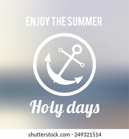 illustrations anchor text enjoy summer on background degraded