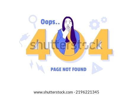 Illustrations angry woman for Oops 404 error design concept landing page
