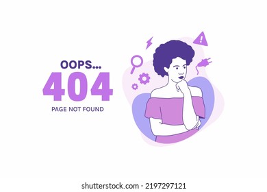 Illustrations Arms Crossed angry woman for Oops 404 error design concept landing page