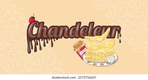 Crêpes - Illustrations around the feast of Candlemas - Crêpes and toppings
It's Candlemas! Banner - Illustrations and title around crepes in French.