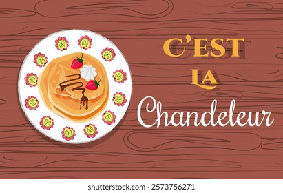 Crêpes - Illustrations around the feast of Candlemas - Crêpes and toppings
It's Candlemas! Banner - Illustrations and title around crepes in French.