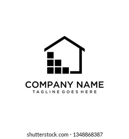 illustrations arranged from boxes modern and clean aim to be able to store lots of things logo design