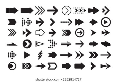 Illustrations of Arrow icon Set different arrows flat style isolated on white