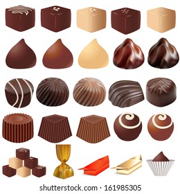 illustrations assortment of different sweets on a white background