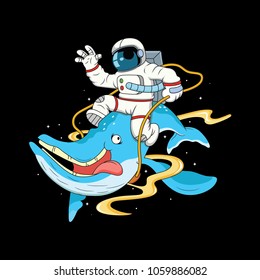 illustrations of astronauts riding whales