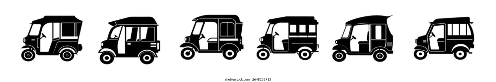 Illustrationen des Symbolsatzes für automatische Rikschas.