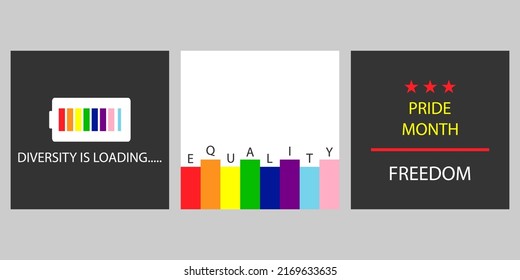 Illustrations or backgrounds There are six colors in the picture: red, orange, yellow, green, blue and purple. There are three types.PRIDE MONTH