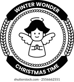 illustrations of badge and label in the Christmas concept