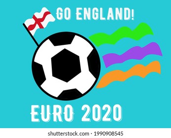 illustrations of banners, posters, and advertisements for England supporters and fans of the Euro 2020 football match. Drawings produced with pen eyeballs with lasso