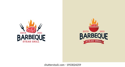 ilustraciones del concepto de diseño del logotipo de barbacoa.
