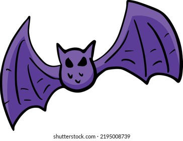 Illustrations "Bat" on white background. Vector for print design, printing on T-shirts, sweatshirts, posters, covers of notebooks and sketchbooks.