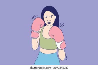 Illustrations Beautiful Boxer Woman Throwing Punch Stock Vector ...