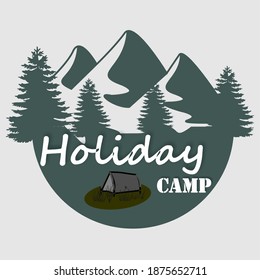 ilustraciones de hermosos paisajes en las montañas adecuadas para acampar