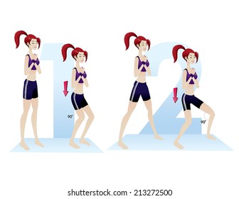 illustrations of beautiful woman basic exercises vector isolated