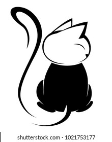 Illustrations of black cat action logo on white background, Animals vector of isolated a cute cat icon