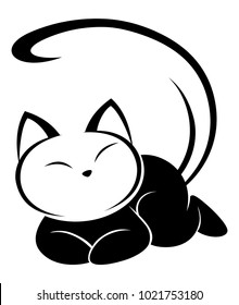 Illustrations of black cat action logo on white background, Animals vector of isolated a cute cat icon
