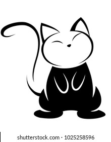 Illustrations of black cat action logo on white background, Animals vector of isolated a cute cat icon