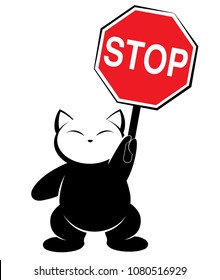 Illustrations of black cat action logo on white background, Animals vector of isolated a cute cat icon