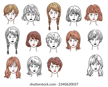 Illustrations in black and white, monotone, and line drawings.Handwriting, fashion, magazines, fashion, cute, girls and people.	