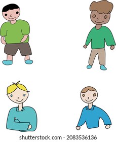Illustrations of boys from various countries with a wide variety