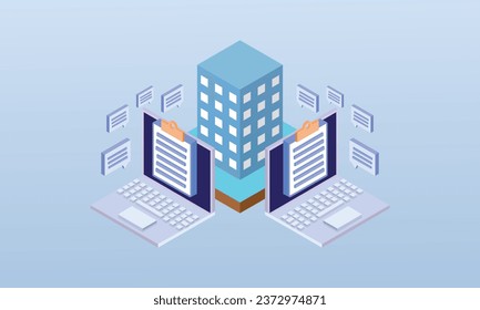Illustrations business security.on blue background.3D design.isometric vector design Illustration.