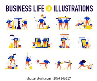 Ilustraciones de situaciones comerciales. Vector. El equipo está resolviendo problemas. Creativa lluvia de ideas. Logro y realización de las tareas asignadas. Empleados de la empresa. Metáforas empresariales.
