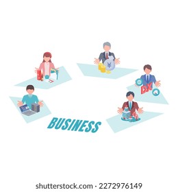 illustrations of business teamwork cooperation