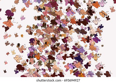 Illustrations of butterfly. Good for web page, wallpaper, graphic design, catalog, texture or background. Cartoon style vector graphic.