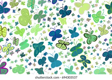 Illustrations of butterfly. Good for web page, wallpaper, graphic design, catalog, texture or background. Cartoon style vector graphic.